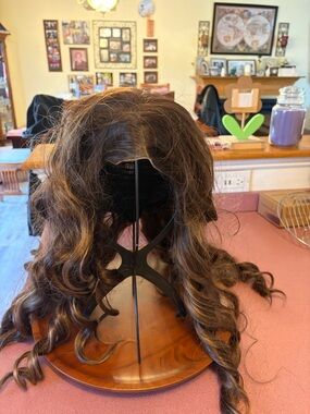 Lace Front Curly Wig in Dark Brown with Subtle Highlights